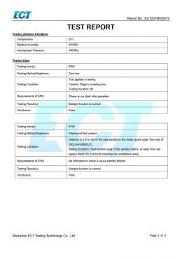 EK IP66 TEST-certifikat